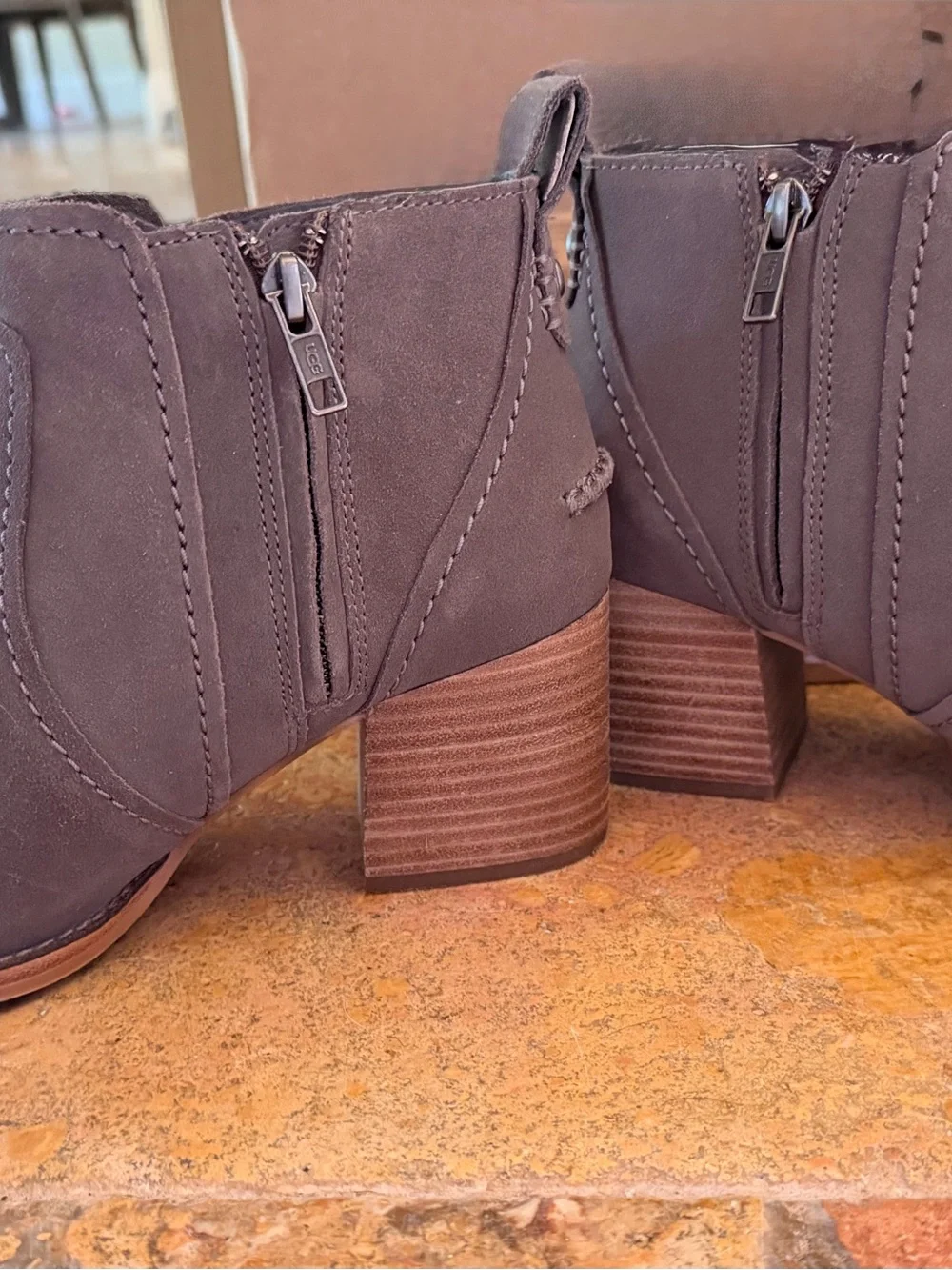 UGG Women's Taupe Suede Ankle Booties with Side Zip